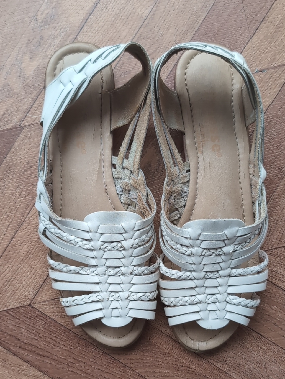 Woven White Slingback Sandals for Women
